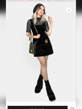 Disturbia 🕷 Swamplife Embroidered Cord Mini Pinafore Dress Sz 10